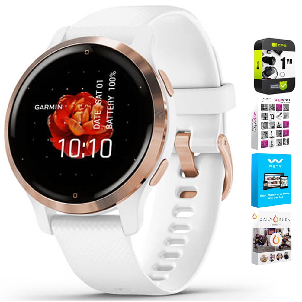 Garmin 010-02429-03 Venu 2S Fitness Smartwatch Rose Gold Bezel with White  Silicone Band Bundle with Tech Smart USA Fitness  Wellness Suite and  Year Extended Protection Plan