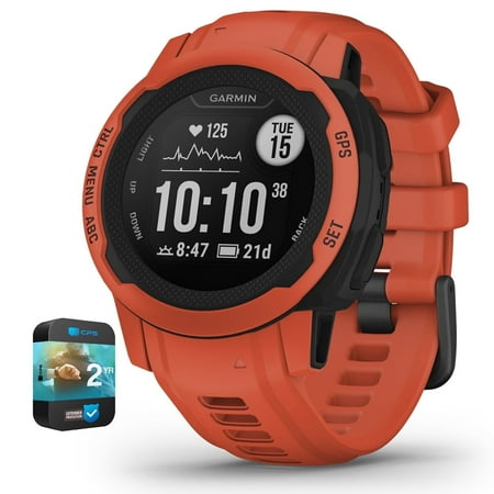 Garmin 010-02563-16 Instinct 2S Rugged Outdoor Smartwatch Poppy Bundle with Premium 2YR CPS Enhanced Protection Pack