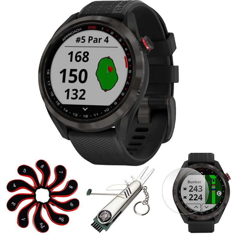 Garmin Approach S42 GPS Golf Watch, Gunmetal, Deco Screen
