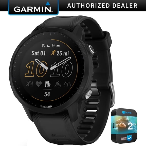 Garmin 010-02638-10 Forerunner 955 GPS Smartwatch Black Bundle with 2 YR CPS Enhanced Protection Pack| Official Garmin USA Dealer
