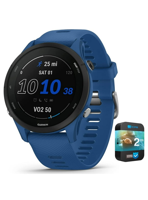 Garmin 010-02641-01 Forerunner 255 GPS Smartwatch Tidal Blue Bundle with 2 YR CPS Enhanced Protection Pack