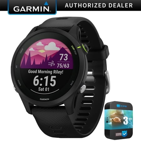 Garmin 010-02641-20 Forerunner 255 Music GPS Smartwatch Black Bundle with 3 YEAR CPS Enhanced Protection Pack