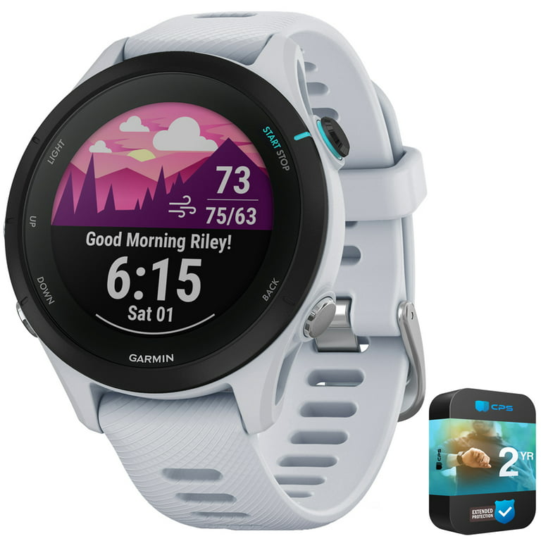 Garmin 010-02641-21 Forerunner 255 Music GPS Smartwatch Whitestone Bundle  with 2 YR CPS Enhanced Protection Pack