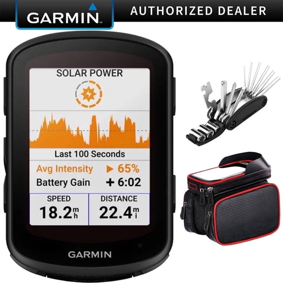Garmin 010-02695-20 Edge 840 Solar, Compact GPS Cycling Computer, Device Only Bundle with Deco Gear 16-in-1 Bike Mechanic Repair Tool Kit, Deco Essentials Bike Phone Mount| Official Garmin USA Dealer