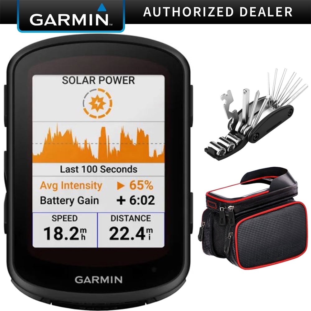 Garmin 010-02695-20 Edge 840 Solar, Compact GPS Cycling Computer, Device Only Bundle with Deco Gear 16-in-1 Bike Mechanic Repair Tool Kit, Deco Essentials Bike Phone Mount| Official Garmin USA Dealer