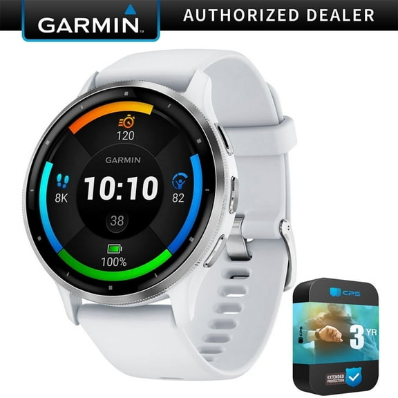 Garmin 010-02784-00 Venu 3 Health Fitness GPS Smartwatch Silver Steel Bezel w/ Whitestone Case (45mm) Bundle with Premium 3 YEAR CPS Enhanced Protection Pack| Official Garmin USA Dealer
