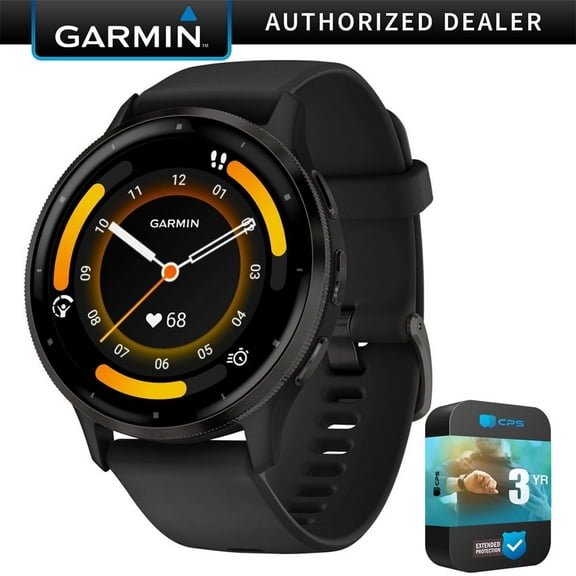 Garmin 010-02784-01 Venu 3 Health and Fitness GPS Smartwatch Steel Bezel w/ Black Case 45mm Bundle with Premium 3 YEAR CPS Enhanced Protection Pack| Official Garmin USA Dealer