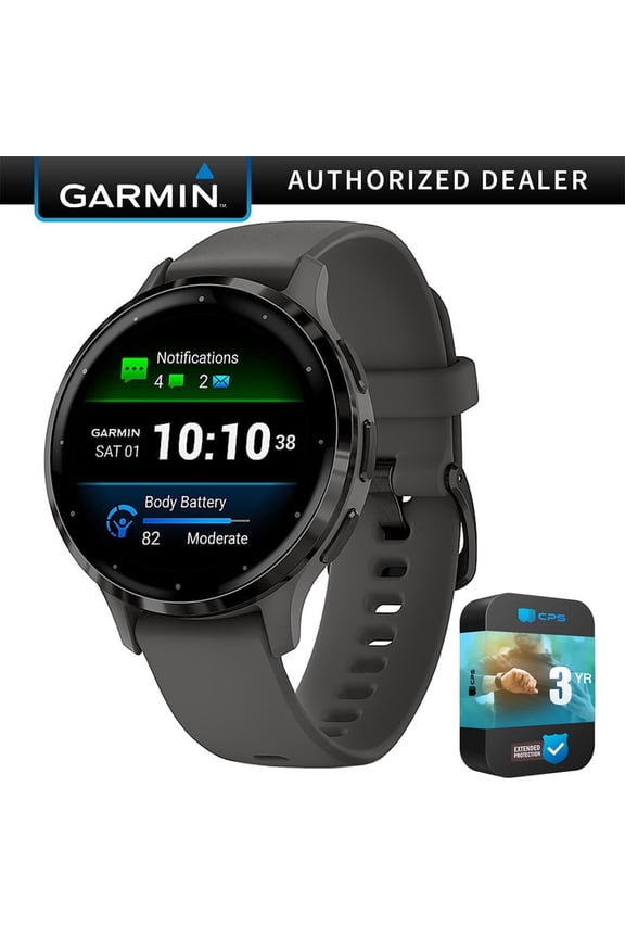 010-02785-00 Venu 3S Health Fitness GPS Smartwatch Steel Bezel with Pebble Gray Case 41mm Bundle with Premium 3 YEAR CPS Enhanced Protection Pack
