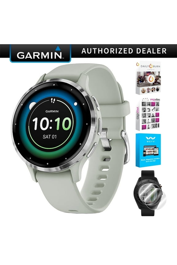010-02785-01 Venu 3S Health Fitness GPS Smartwatch Steel Bezel with Sage Gray Case 41mm Bundle with Deco Screen Protector, Tech Smart USA Fitness & Wellness Suite| Official Garmin USA Dealer