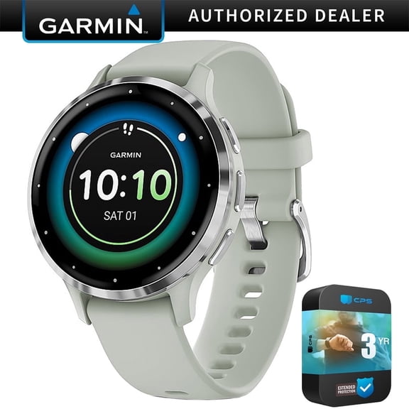 Garmin 010-02785-01 Venu 3S Health Fitness GPS Smartwatch Steel Bezel with Sage Gray Case 41mm Bundle with Premium 3 YEAR CPS Enhanced Protection Pack| Official Garmin USA Dealer