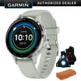 thumbnail image 1 of Garmin 010-02785-01 Venu 3S Health Fitness GPS Smartwatch Steel Bezel with Sage Gray Case (41mm) Bundle with Sport Towel, Deco Essentials Wearable Safety Light| Official Garmin USA Dealer, 1 of 11
