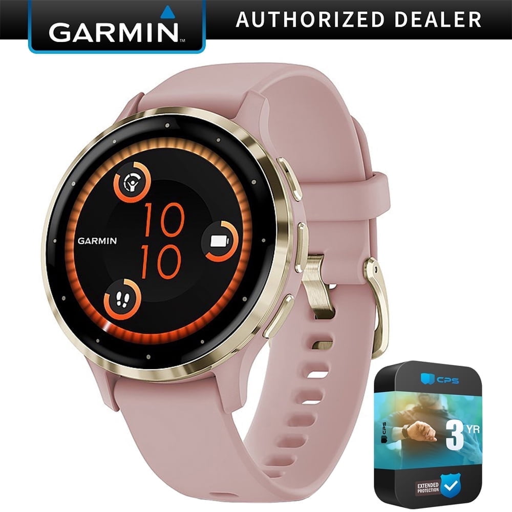 Garmin 010-02785-03 Venu 3S Health Fitness GPS Smartwatch Gold Steel Bezel with Dust Rose Case 41mm Bundle with Premium 3 YEAR CPS Enhanced Protection Pack| Official Garmin USA Dealer
