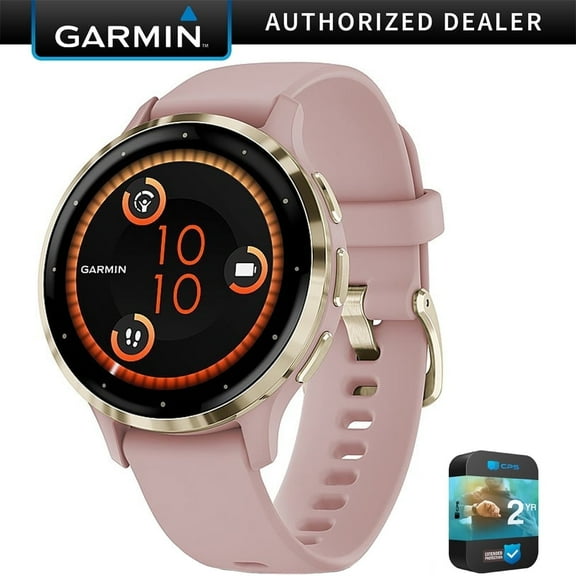 Garmin 010-02785-03 Venu 3S Health Fitness GPS Smartwatch Gold Steel Bezel with Dust Rose Case 41mm Bundle with 2 YR CPS Enhanced Protection Pack| Official Garmin USA Dealer