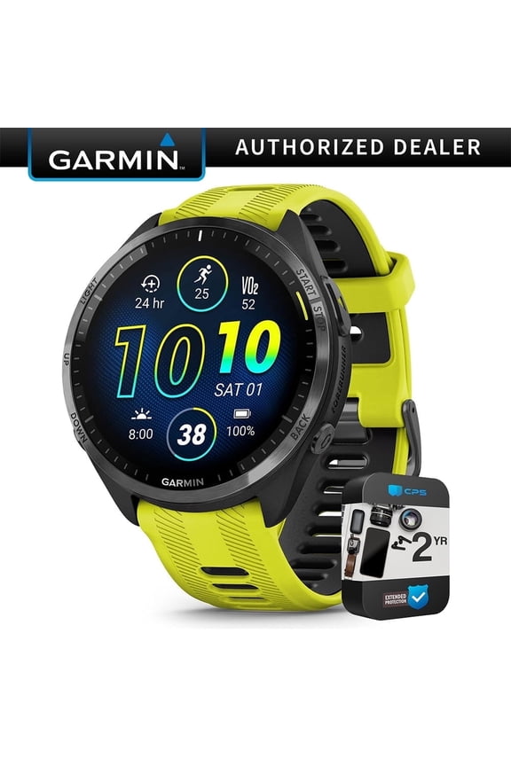 010-02809-02 Forerunner 965 Running Smartwatch Amp Yellow and Black Bundle with 2 YR CPS Enhanced Protection Pack| Official Garmin USA Dealer