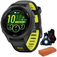 thumbnail image 1 of Garmin 010-02810-03 Forerunner 265S GPS Smartwatch, Black/Amp Yellow Bundle with Workout Cooling Sport Towel + Deco Essentials Wearable Commuter Front & Rear Safety Light, 1 of 11