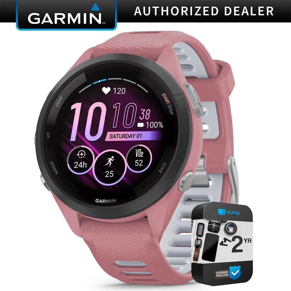Garmin 010-02810-05 Forerunner 265S GPS Smartwatch Light Pink/Whitestone | Official USA Partner Model | Bundle with 2 YR CPS Enhanced Protection Pack