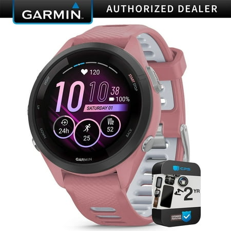 Garmin 010-02810-05 Forerunner 265S GPS Smartwatch Light Pink/Whitestone | Official USA Partner Model | Bundle with 2 YR CPS Enhanced Protection Pack