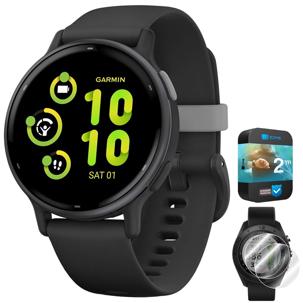 Garmin 010-02862-10 Vivoactive 5 Fitness Smartwatch, Black Bundle with Deco  Essentials 2-Pack Screen Protector and 2 YR CPS Enhanced Protection Pack