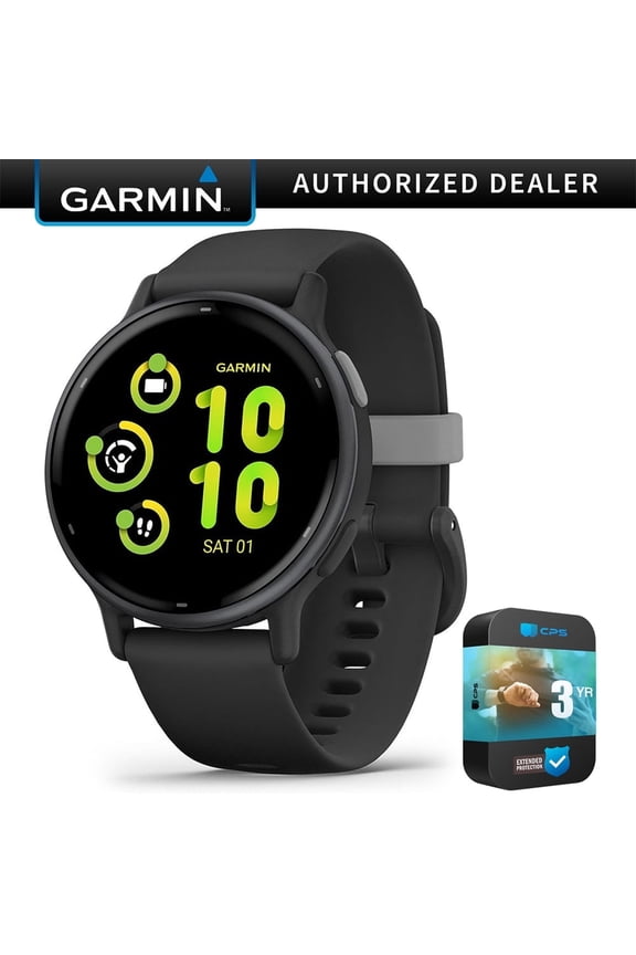 010-02862-10 Vivoactive 5 Fitness Smartwatch, Black Bundle with Premium 3 YEAR CPS Enhanced Protection Pack| Official Garmin USA Dealer