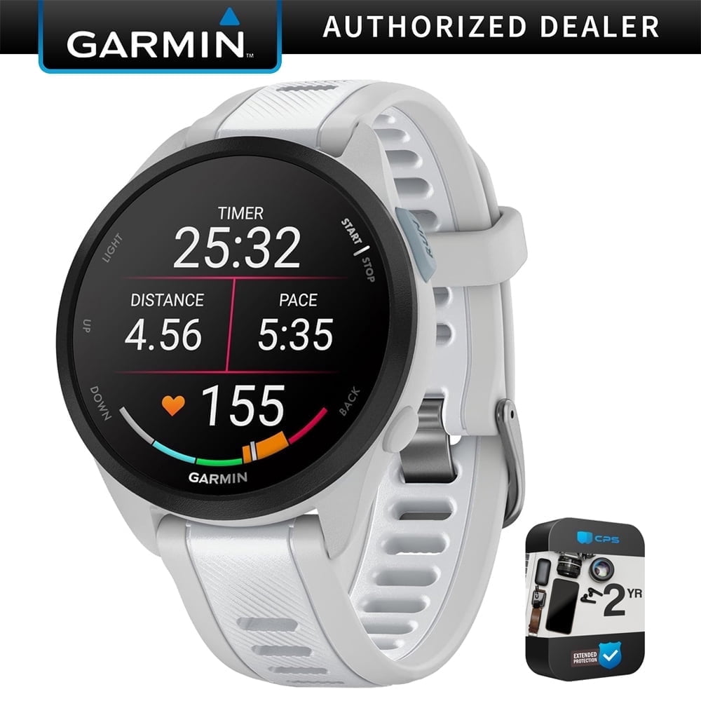 Garmin 010-02863-31 Forerunner 165 Music Smart Sport Watch, Mist Gray + Whitestone Bundle with 2 YR CPS Enhanced Protection Pack| Official Garmin USA Dealer