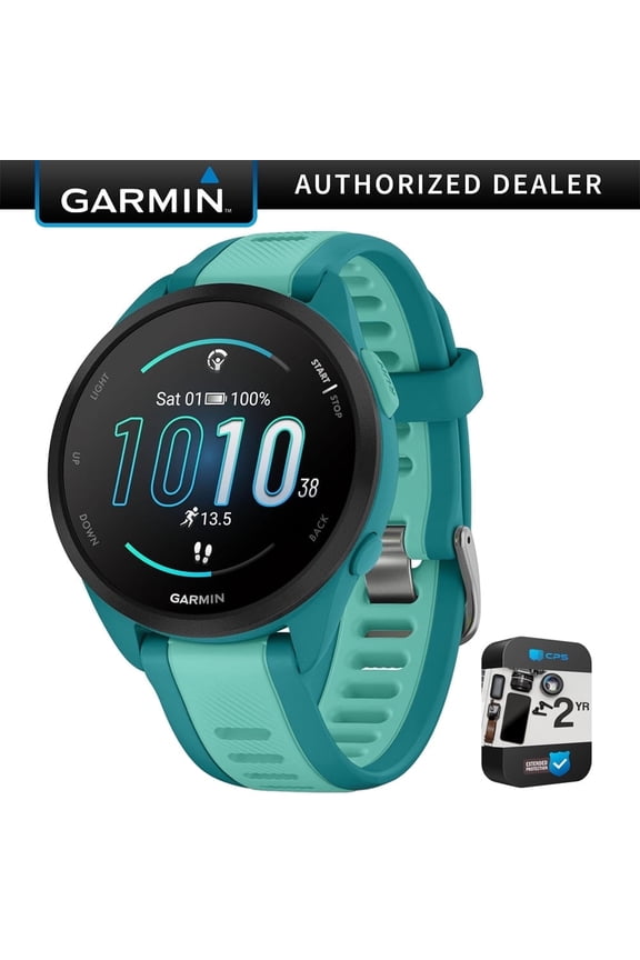 010-02863-32 Forerunner 165 Music Smart Sport Watch, Turquoise + Aqua Bundle with 2 YR CPS Enhanced Protection Pack| Official Garmin USA Dealer