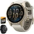 thumbnail image 1 of Garmin 010-02903-10 Fenix 8 43 mm, AMOLED, Sapphire, Soft Gold with Fog Gray Sandstone Silicone Band Bundle with 2 YR CPS Enhanced Protection Pack & Round Tempered Glass Screen Protector, 1 of 11