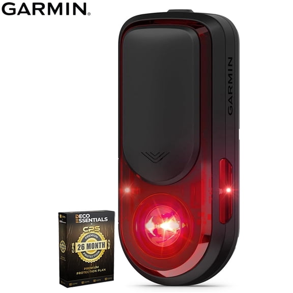 Garmin 010-03180-00 Varia RearVue 820 Radar Tail Light with Advanced Features Bundle with Deco Essentials Exclusive 26 Month CPS Enhanced Protection Pack
