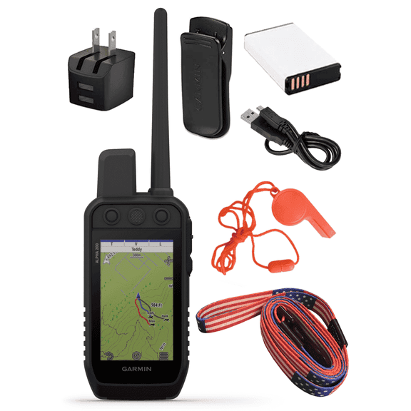 Garmin Alpha 200 Handheld, Tracking and Training for Your Dogs, Sun-Light Readable Touchscreen and 6 Button Design, High-Sensitivity GPS with Wearable4U Whistle and Leash Bundle