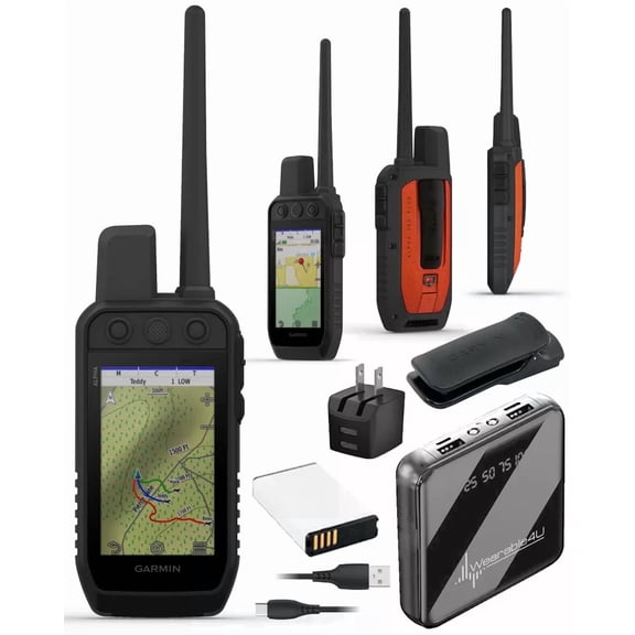 Garmin Alpha 200 Plus Dog Tracking & Training Handheld GPS, 3.5 Touchscreen, 18 Training Levels with Wearable4U PowerBank Bundle