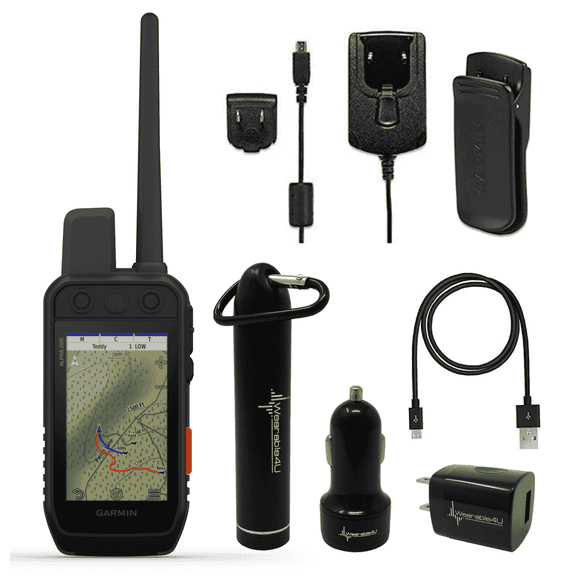 Garmin Alpha 200i Dog Tracking Handheld, Utilizes inReach Technology with Wearable4U Power Pack Bundle