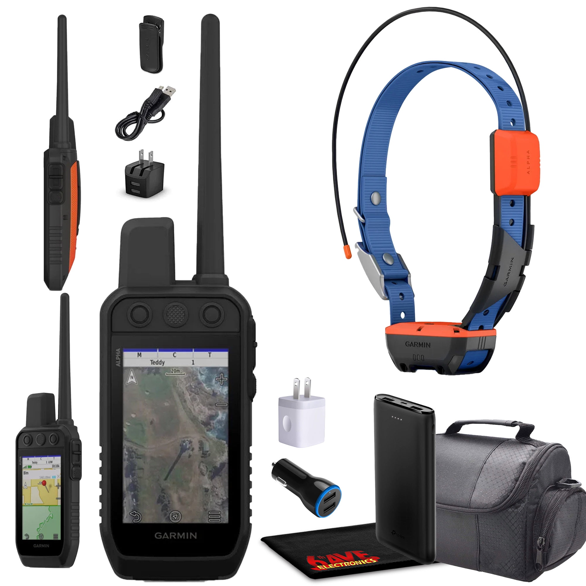 Garmin Alpha 300 Handheld Advanced Tracking System for Hunting Dogs Bundle with Collar Alpha T20 with GPS + Portable Charger and More