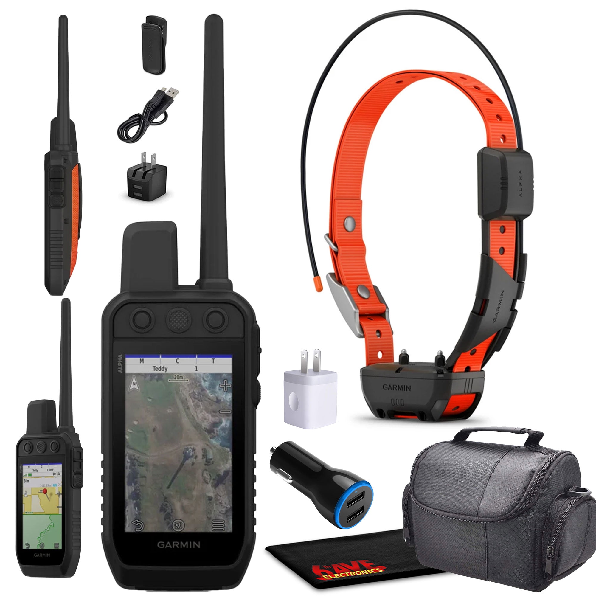 Garmin Alpha 300 Handheld Advanced Tracking And Training Device For Hunting Dog Bundle With Garmin Alpha TT25 Tracking Collar For Dogs With GPS + USB Charger And Field Bag + Accessories