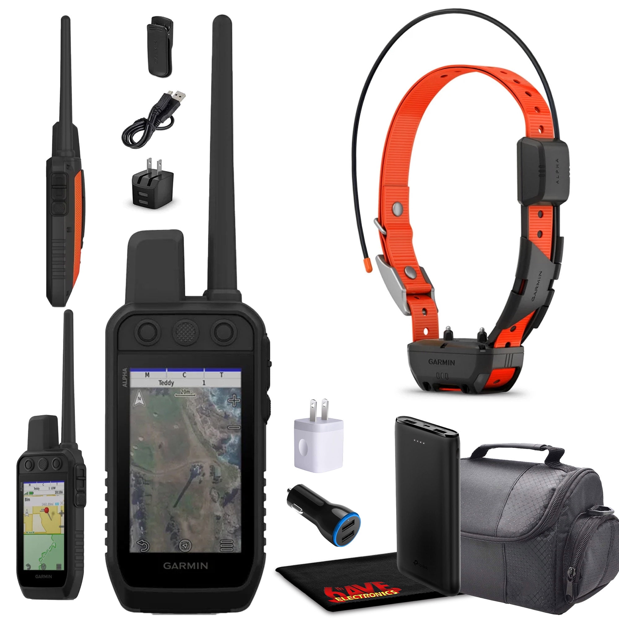Garmin Alpha 300 Handheld Advanced Tracking and Training System For Hunting Dog Bundle with Garmin Alpha TT25 Tracking Collar For Dogs with GPS + Portable Charger and Field Bag and More
