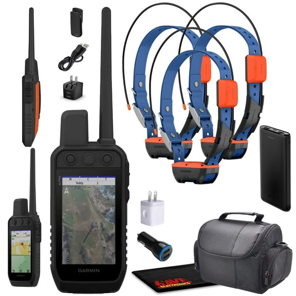 Garmin Alpha 300 Handheld Advanced Tracking And Training System For Hunting Dogs Bundle With 3x Garmin Dog Collars Alpha T20 Dog Tracking Collar With GPS + Field Bag + Portable Charger and More