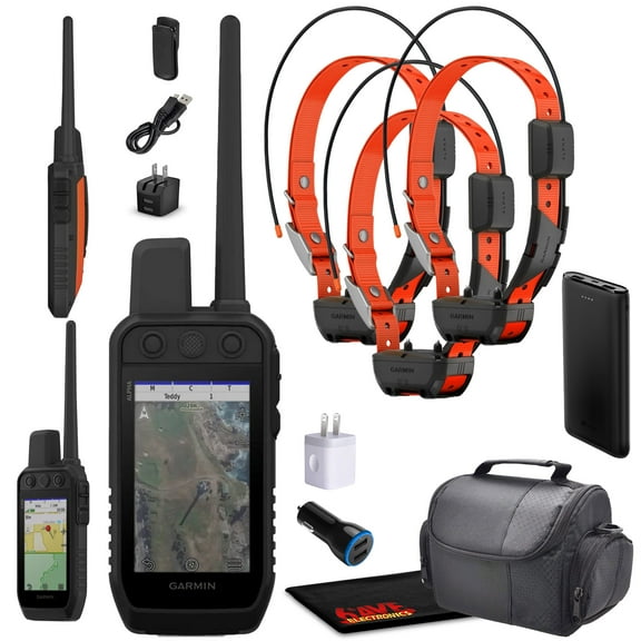 Garmin Alpha 300 Handheld Advanced Tracking and Training System For Hunting Dogs Bundle with 3x Garmin Dog Collars Alpha TT25 Dog Tracker and Training Collar with GPS + Field Bag and More
