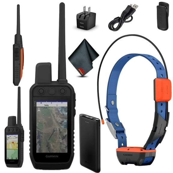 Garmin Alpha 300 Handheld Advanced Tracking And Training System For Hunting Dogs Bundle With Garmin Dog Collar Alpha T20 Dog Tracker Collar With GPS And Portable Charger