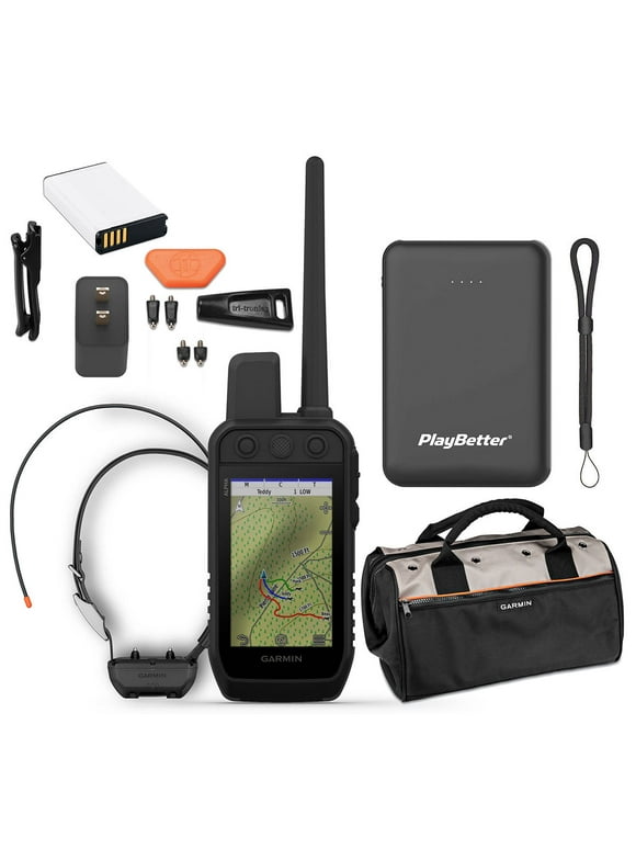 Garmin Alpha 300 (TT 25 Bundle) Dog Tracker Handheld with Alpha TT 25 Dog Collar Bundle with Garmin Field Bag, PlayBetter Portable Charger & Tether Lanyard