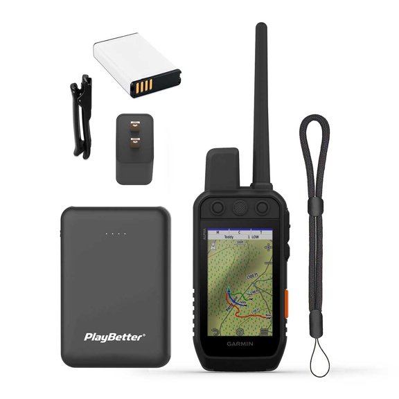 Garmin Alpha 300i (GPS Only) Dog Tracker Handheld Bundle with PlayBetter Portable Charger & Lanyard