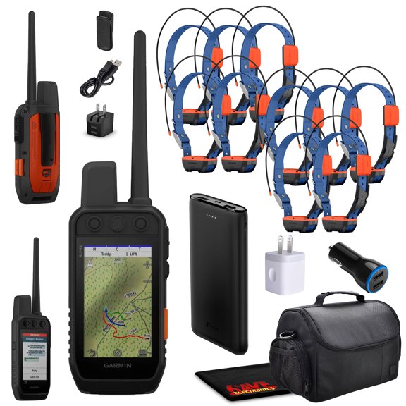 Garmin Alpha 300i Handheld Advanced Dog Tracker & Training System With inReach Technology Bundle With 10x Garmin Dog Collars Alpha T20 Tracking Collar For Dogs With GPS + Field Bag And More
