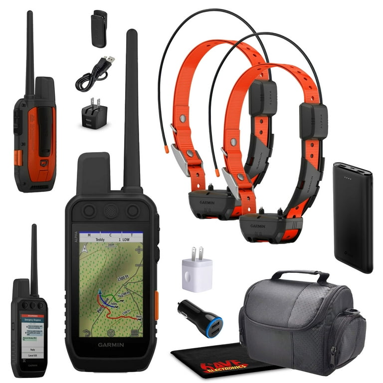 Garmin Alpha 300i Handheld Advanced Dogs Tracking Training System with inReach Technology Bundle with 2x Garmin Dog Collar Alpha TT25 Tracker Training Collar with GPS Portable Charger and more