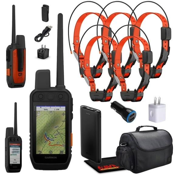 Garmin Alpha 300i Handheld Advanced Dogs Tracking & Training System with inReach Technology Bundle with 5x Garmin Dog Collars Alpha TT25 Tracker & Training Collar with GPS Field Bag and more