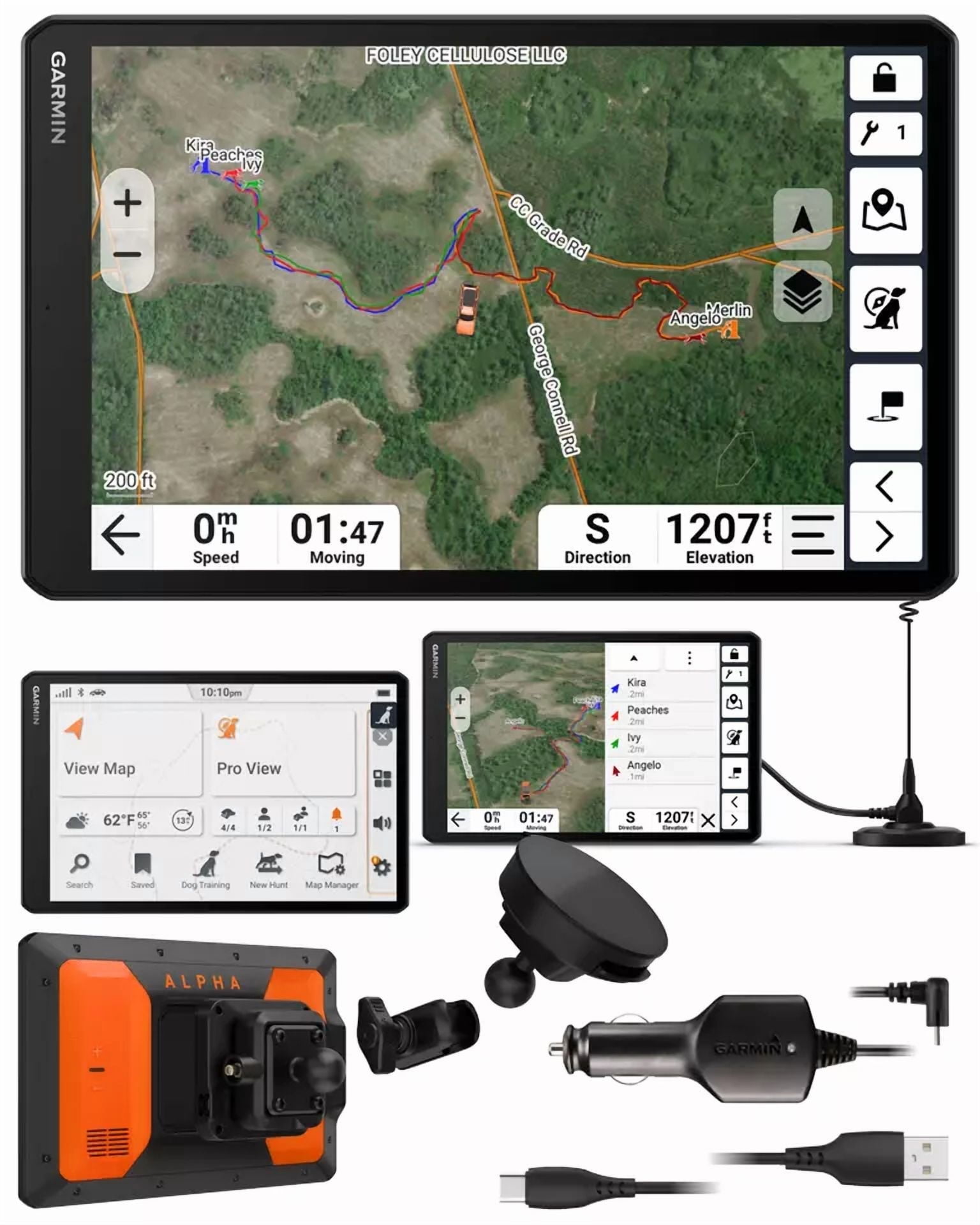 Garmin Alpha XL in-Vehicle Dog Tracking GPS Navigator, 10 Touchscreen, Tracks up to 20 Dogs