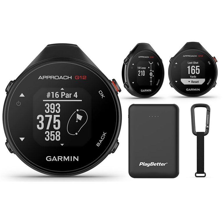 Garmin Approach G12 (2021 Model) Golf GPS Handheld with PlayBetter Portable  Charger & Garmin Carabiner Clip