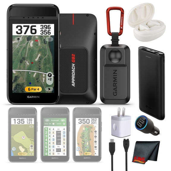 Garmin Approach G82 Launch Monitor and Premium Portable GPS Golf Handheld, 5-Inch Touchscreen, Built-In Radar, Putting Metrics, Virtual Caddie, 43000 Preloaded Courses Bundle