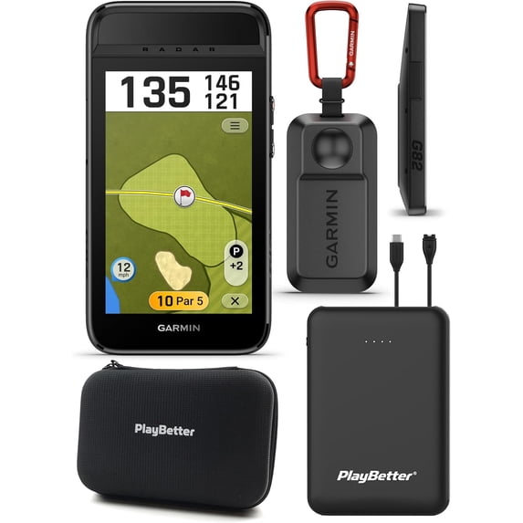 Garmin Approach G82 Portable Golf Launch Monitor & Premium GPS Handheld Bundle with PlayBetter 5000mAh Charger & Hard Case