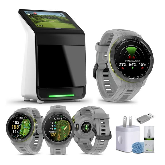 Garmin Approach R50 Premium Golf Launch Monitor and Simulators With Carrying Case, Advanced Ball and Club Metrics + Garmin Approach S70 Premium GPS Golf WatchS, Gray (42mm) Bundle