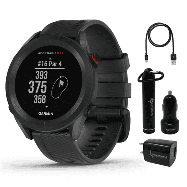 Garmin Approach S12 Premium GPS Golf Watch, Black with Wearable4U Power Pack Bundle