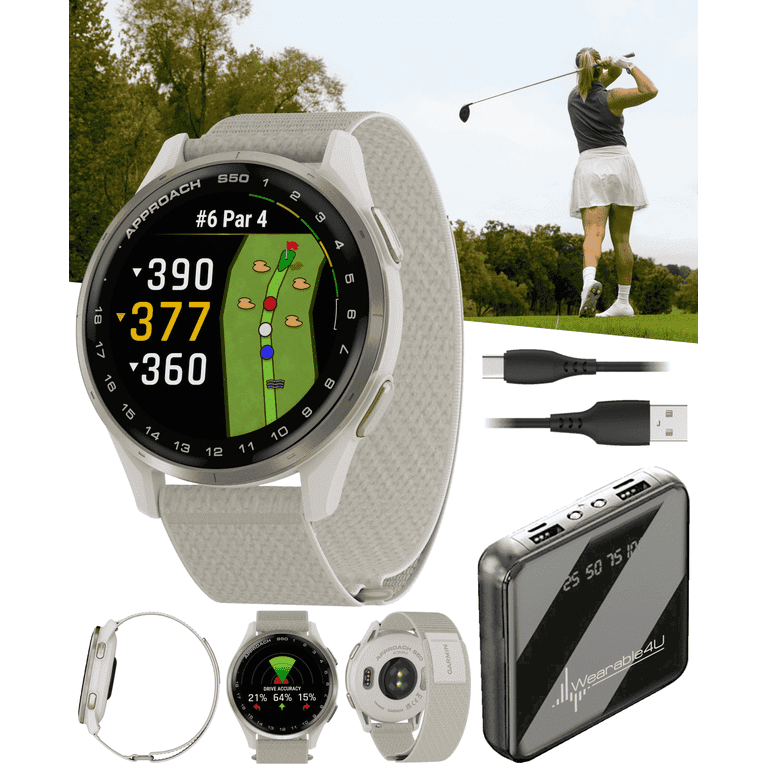 Garmin Approach S50 Golf GPS Smartwatch Cream Gold Aluminum Bezel