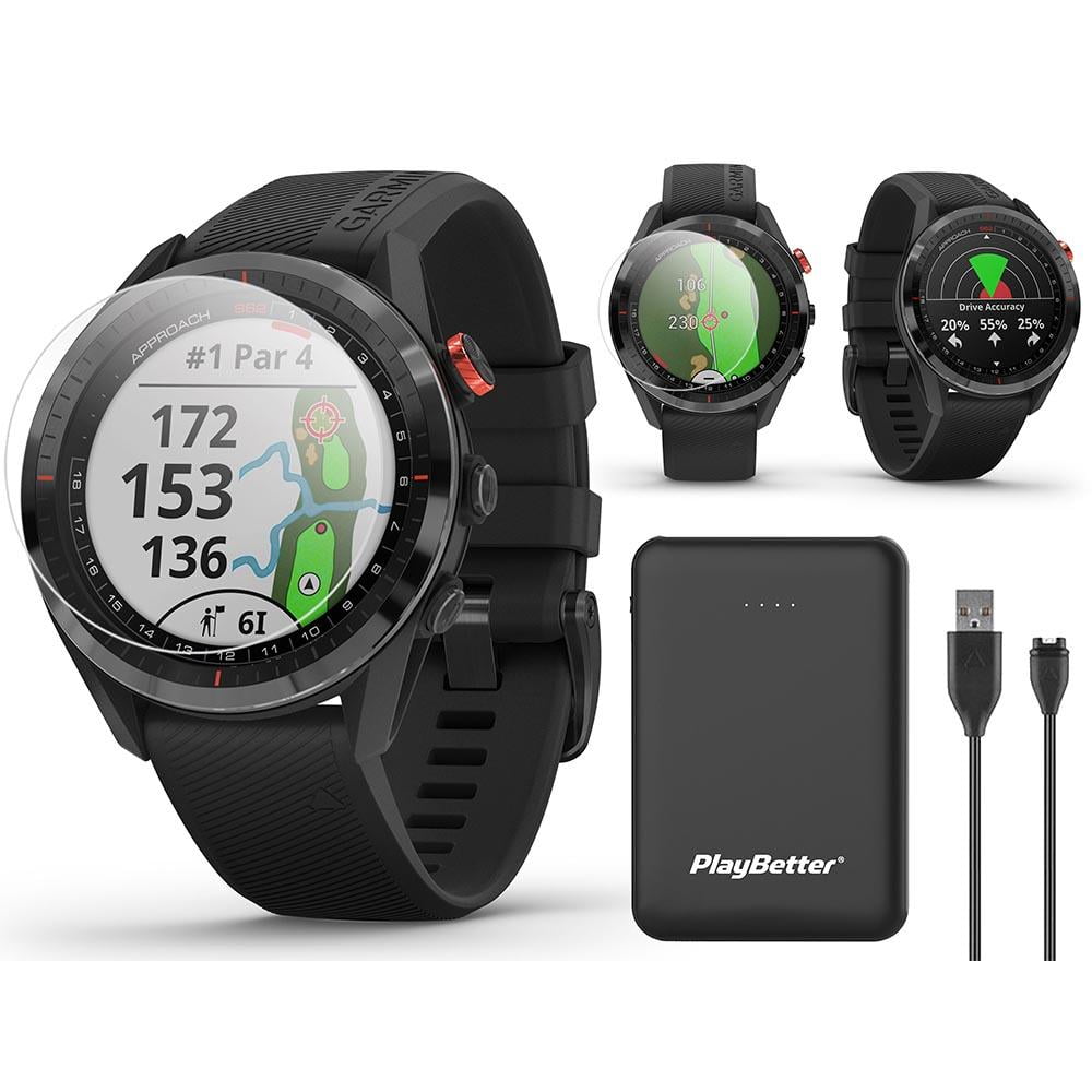 Garmin Approach S62 (Black with CT10) GPS Golf Power Bundle | +PlayBetter  Charger & Screen Protectors