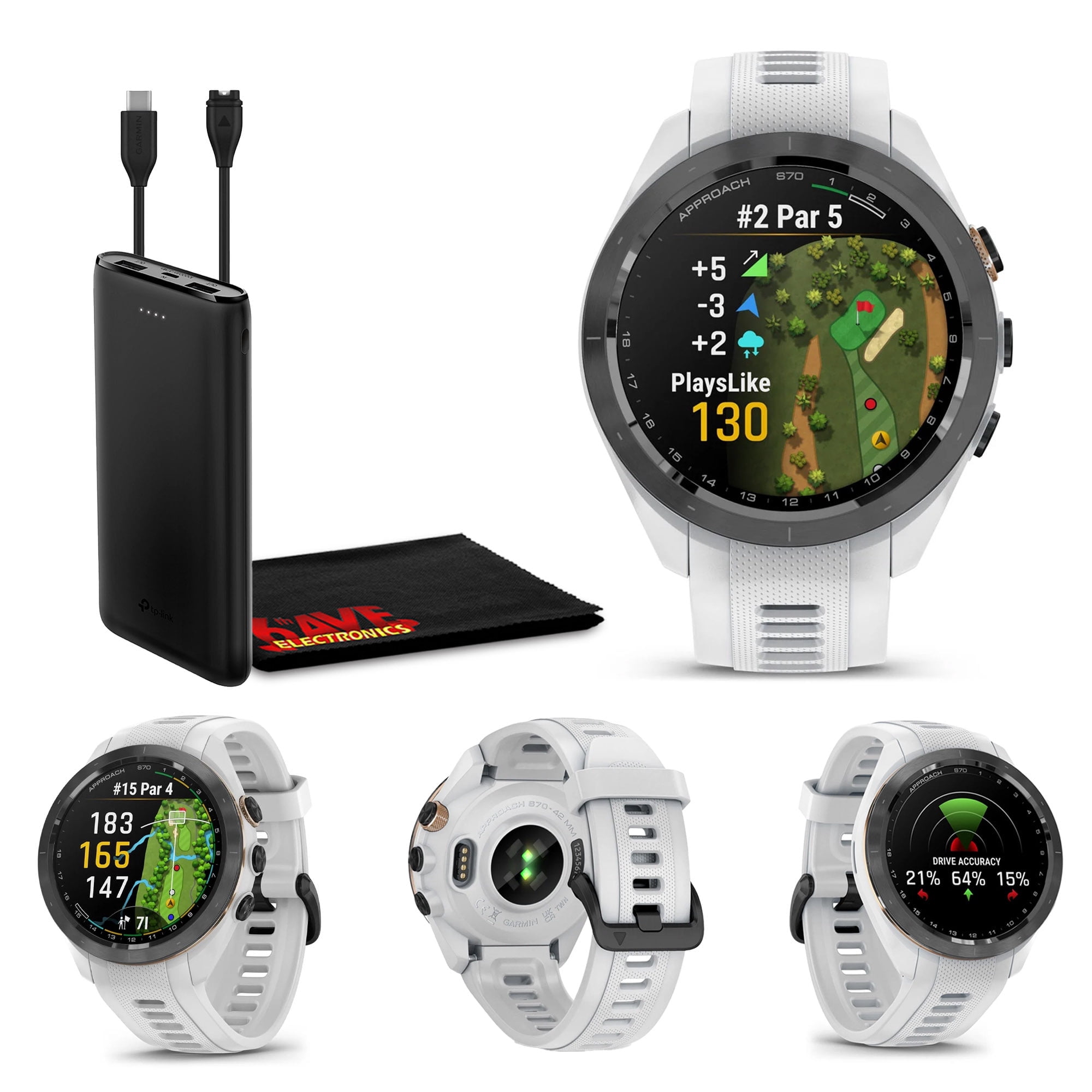 GARMIN, Approach S70 47MM Golf GPS Smartwatch, Black Ceramic Bezel